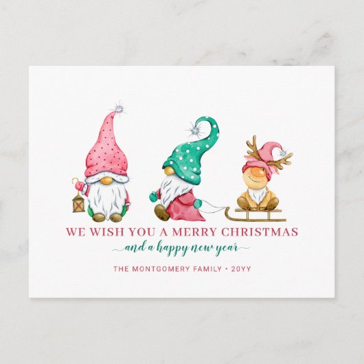 Cute Gnome kerst Feestdagenkaart (Voorkant)