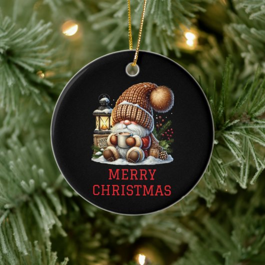 Cute Gnome kerst Keramisch Ornament (Boom)