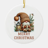 Cute Gnome kerst Keramisch Ornament (Voorkant)