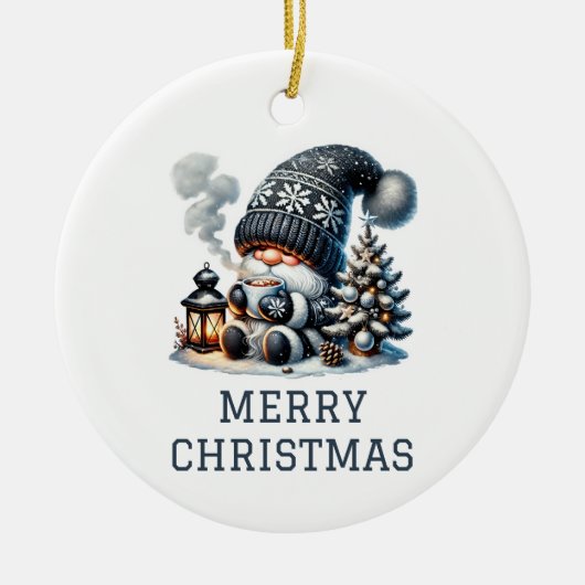 Cute Gnome kerst Keramisch Ornament (Voorkant)