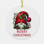 Cute Gnome kerst Keramisch Ornament (Voorkant)