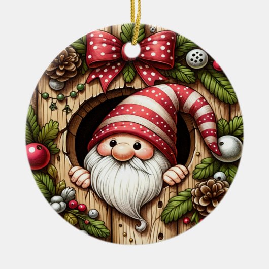 Cute Gnome kerst Keramisch Ornament (Voorkant)