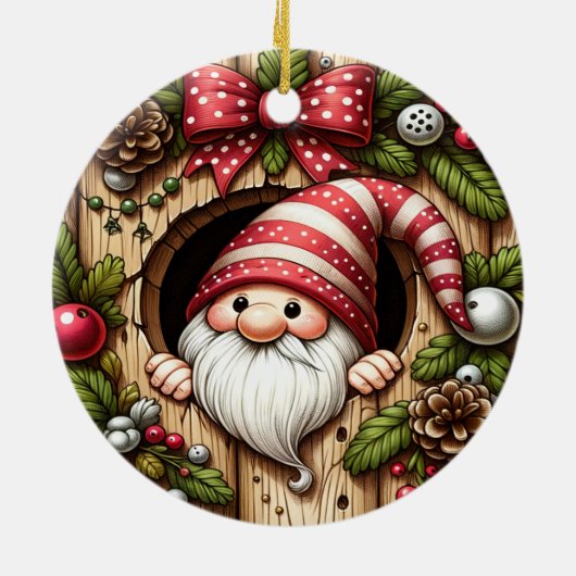 Cute Gnome kerst Keramisch Ornament (Achterkant)