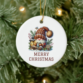 Cute Gnome kerst Keramisch Ornament