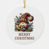 Cute Gnome kerst Keramisch Ornament (Voorkant)