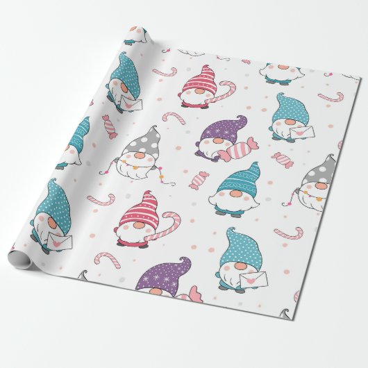 Cute Gnome kerstakelpapier Cadeaupapier (Uitgerold)