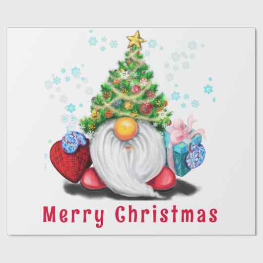 Cute Gnome kerstakelpapier Cadeaupapier (Vlak)