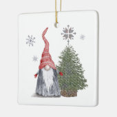 Cute Gnome kerstboomnaam Prettige feestdagen Keramisch Ornament (Links)