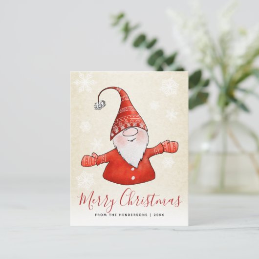 Cute Gnome Kerstfeestdag Briefkaart (Staand voorkant)