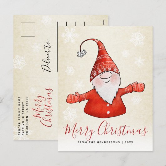 Cute Gnome Kerstfeestdag Briefkaart (Voorkant / Achterkant)