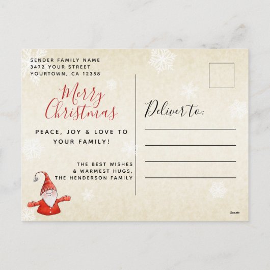 Cute Gnome Kerstfeestdag Briefkaart (Achterkant)