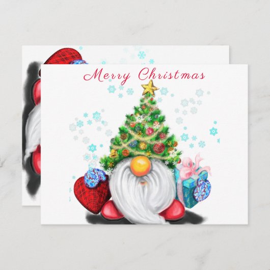 Cute Gnome-kerstkaart (Voorkant / Achterkant)