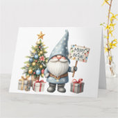 Cute Gnome-kerstkaart Kaart (Gele Bloem)