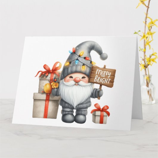 Cute Gnome-kerstkaart Kaart (Gele Bloem)