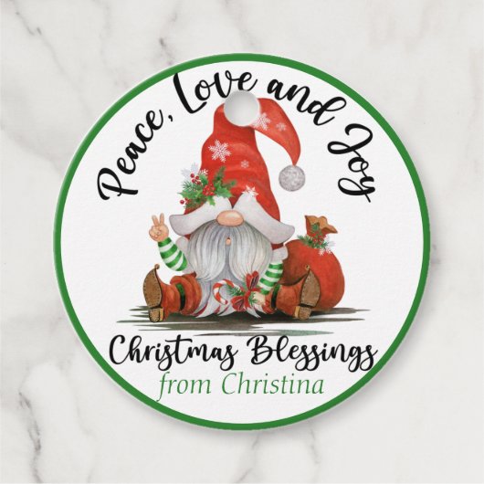 Cute Gnome kerstverlichting - Aangepaste cadeautje Bedankjes Labels (Voorkant)