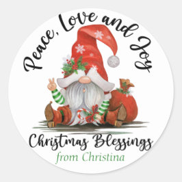 Cute Gnome kerstverlichting - Aangepaste cadeautje Ronde Sticker