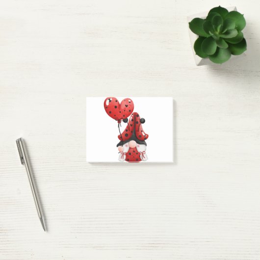 Cute Gnome Ladybug With Heart Balloon Post-it® Notes (Kantoor)