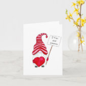 Cute Gnome Liefde Valentijn Wenskaart Kaart (Gele Bloem)