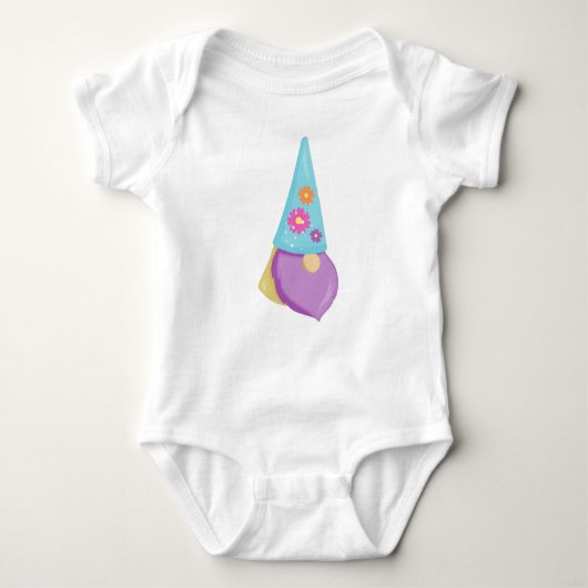 Cute Gnome, Little Gnome, Garden Gnome, Flowers Romper (Voorkant)