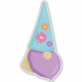 Cute Gnome, Little Gnome, Garden Gnome, Flowers Sticker (Voorkant)