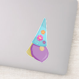 Cute Gnome, Little Gnome, Garden Gnome, Flowers Sticker