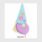 Cute Gnome, Little Gnome, Garden Gnome, Flowers Sticker (Vel)
