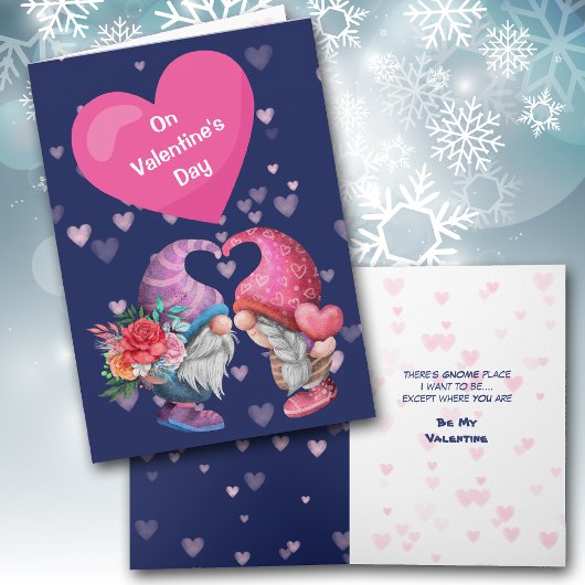 Cute Gnome Love and Hearts Valentijn Card Feestdagen Kaart