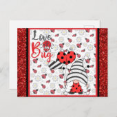 Cute Gnome Love Bug Ladybug Valentijnsdag Briefkaart (Voorkant / Achterkant)