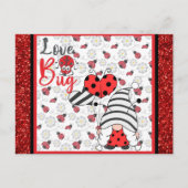 Cute Gnome Love Bug Ladybug Valentijnsdag Briefkaart (Voorkant)