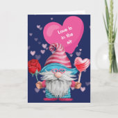 Cute Gnome Love in Air Valentijn Card Feestdagen Kaart (Voorkant)