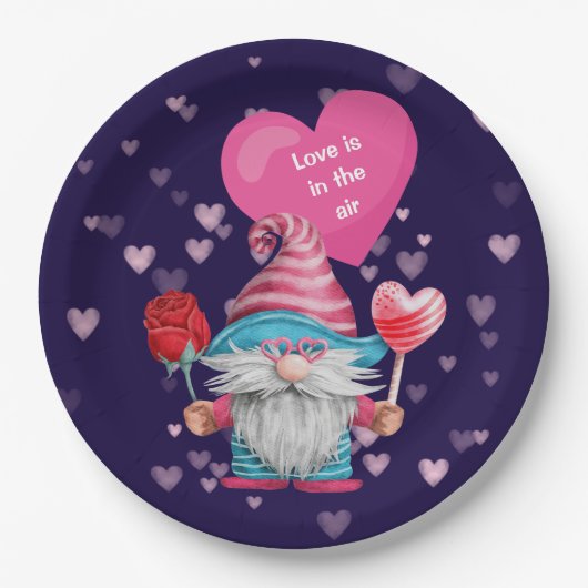 Cute Gnome Love is in Air Papieren Bordje (Voorkant)