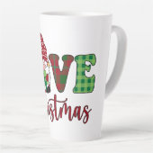 Cute Gnome Love kerstbuffalo Play Latte Mok (Rechterhoek)