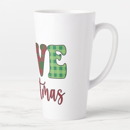 Cute Gnome Love kerstbuffalo Play Latte Mok (Rechts)