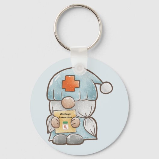 Cute Gnome Medical Nurse Sleutelhanger (Voorkant)