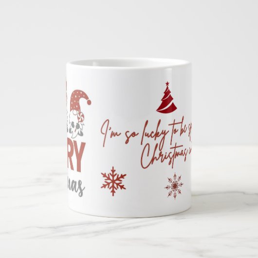 Cute Gnome Merry Christmas Coffee Mug Grote Koffiekop (Voorkant)