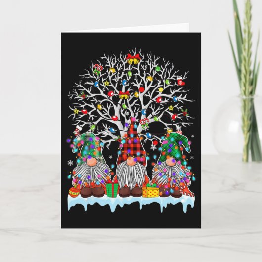Cute Gnome Merry Christmas Light Family Matching G Kaart (Voorkant)