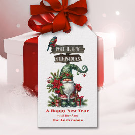 Cute Gnome Merry Kerstmis Cadeaulabel