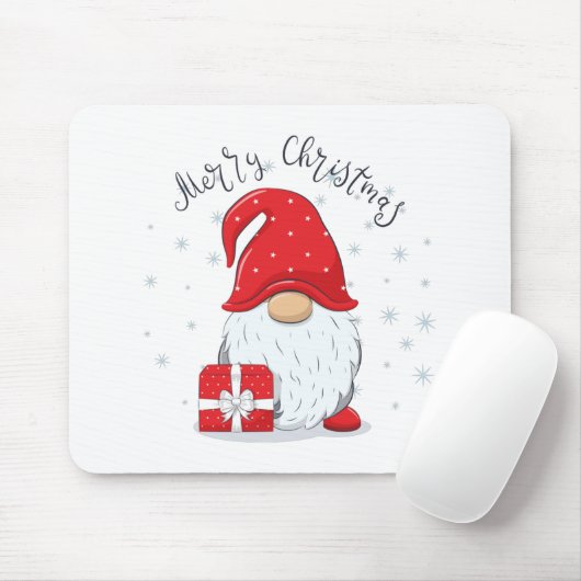 Cute gnome Merry Kerstmis. Muismat (Met muis)