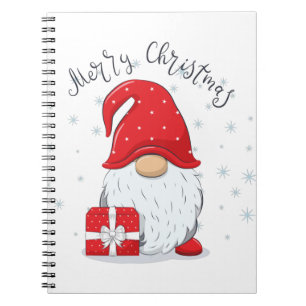 Cute gnome Merry Kerstmis. Notitieboek