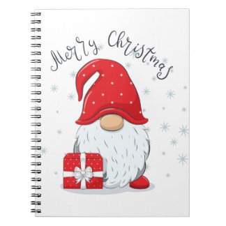 Cute gnome Merry Kerstmis. Notitieboek