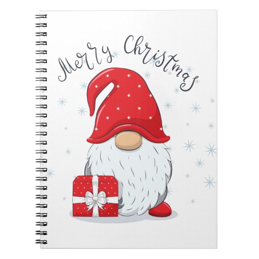 Cute gnome Merry Kerstmis. Notitieboek (Voorkant)