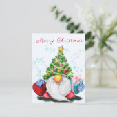 Cute Gnome met Pet met kerstbomen en cadeautjes - (Staand voorkant)