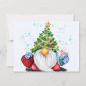 Cute Gnome met Pet met kerstbomen en cadeautjes - (Achterkant)