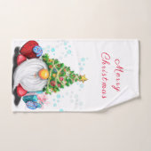 Cute Gnome met Pet met kerstbomen en cadeautjes - Bad Handdoek (Handdoek)