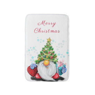 Cute Gnome met Pet met kerstbomen en cadeautjes -  Badmat