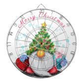 Cute Gnome met Pet met kerstbomen en cadeautjes -  Dartbord (Voorkant)