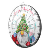 Cute Gnome met Pet met kerstbomen en cadeautjes -  Dartbord (Voorkant Rechts)