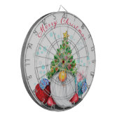 Cute Gnome met Pet met kerstbomen en cadeautjes -  Dartbord (Voorkant Links)