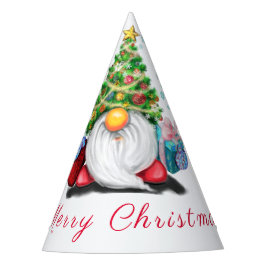 Cute Gnome met Pet met kerstbomen en cadeautjes -  Feesthoedjes