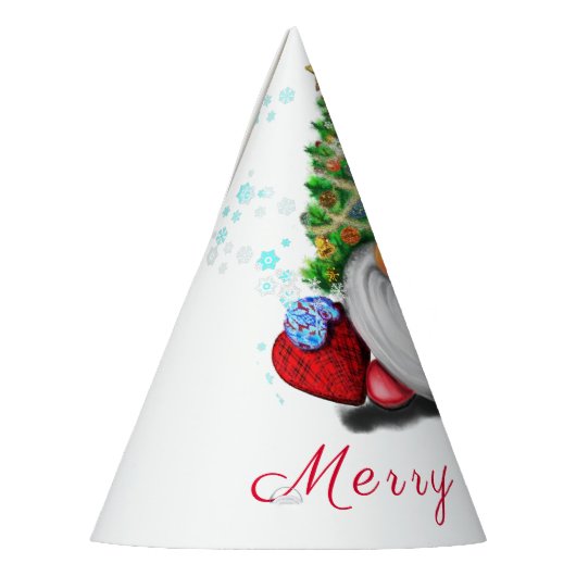 Cute Gnome met Pet met kerstbomen en cadeautjes - Feesthoedjes (Links)